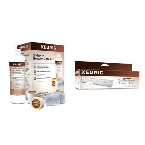 Keurig 3-Month Brewer Maintenance Kit, Includes Descaling Solution, Water Filter Cartridges & Rinse Pods, 7 Count & Water Filter Starter Kit Tall Reservoir