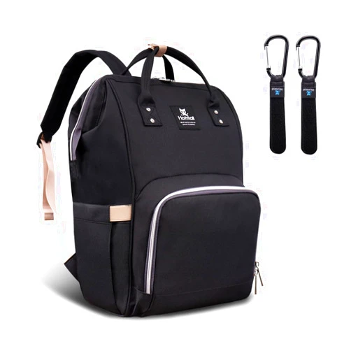 Hafmall Diaper Bag Backpack, Multifunctional Diaper Backpack with Stroller Hooks, Large Baby Bag for Mom Dad, Black