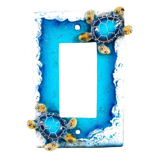 BestGiftEver Nautical Single Rocker Switch (1 Gang) Decorative Light Switch Plate Cover with Sea Turtle and Ocean Waves Design, Coastal Home Décor for Unique Lighting Accents