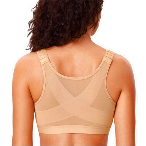 DELIMIRA Women's Front Closure Posture Wireless Back Support Full Coverage Bra