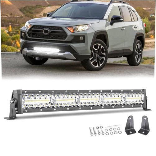LTEODCHEW 20 Inch LED Light Bar, 450W Triple Row Spot/Flood Combo, IP68 Waterproof Off Road Car Grille Lower Bumper Bull Driving Work Light Bar for Camry Rav4 Tacoma SUV ATV T-Top Boat