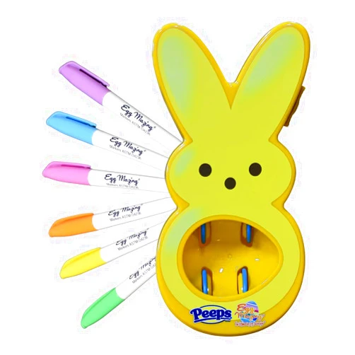 The Eggmazing Egg Decorator - Peeps Bunny - Arts and Craft Set Includes 6 Colorful Quick Drying, Non-Toxic Markers - Yellow
