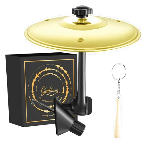 Gadinan Mini Car Drum Cymbal For Car Air Vent (Gold) – Crash Cymbal Dashboard Ornament Accessory for Musicians, Drummers, Music Lovers – Funny Auto Interior Gift for Men Women Teens