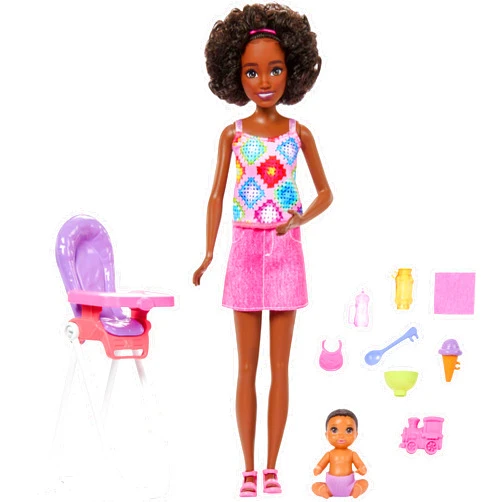 Barbie Skipper Babysitters, Inc. Playset with Brunette Doll, Brunette Toddler Doll, High Chair & 8 Accessories Including Food 2