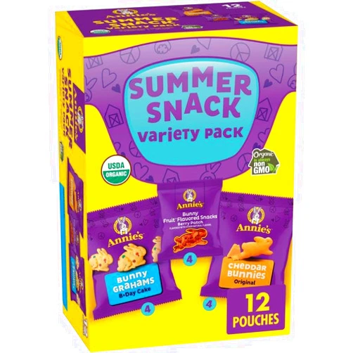 Annie’s Annie's Sweet and Salty Snack Variety Pack, Cheddar Bunnies, Bunny Grahams and Bunny Fruit Flavored Snacks, Organic Kids Snacks, 12 Pouches, 10.8 oz