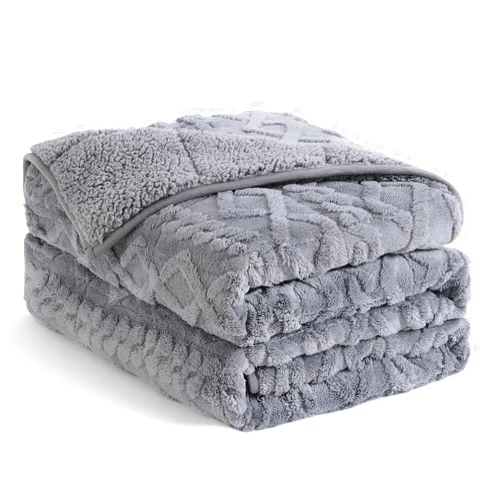 Topblan Weighted Blanket Queen Size 15lbs, Adult Weighted Blankets with Cozy Warm Sherpa for Sleeping and Calming, Jacquard Heavy Blanket for Couch Bed, Grey, 60 x 80 inches