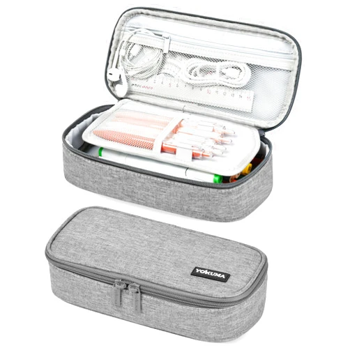 YOKUMA Pencil Case,Large Capacity Pencil Pouch,Aesthetic Zipper Pencil Box, Back to School Supplies for College Student Teen Adults,Travel Essentials,Electronic Cable Organize