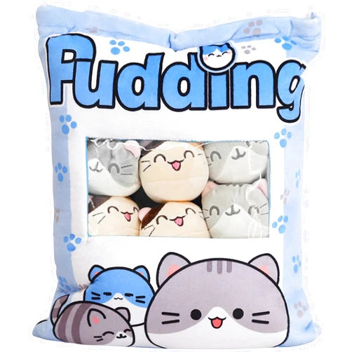 REFAHB Cute Plush Pillow Throw Pillow Removable Stuffed Animal Toys Creative Gifts for Girls (Kitten-Blue)