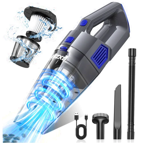 Gxzsk Handheld Vacuum Cordless, 15000PA Strong Suction Hand Held Vacuum Cleaner Rechargeable, Portable Car Vacuum with Multi-Nozzles & Washable Filter, Hand Vacuum for Home, Office, Car, Pets