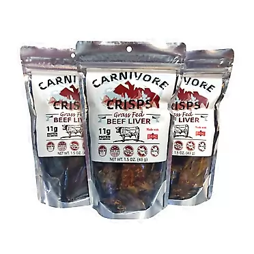Carnivore Crisps Beef Liver, (3) 1.5 oz Bag, 12 g proteins per Serving, Made with Redmond Real Salt, Diet Approved, Keto Approved, 1.5 Ounce (Pack of 3)