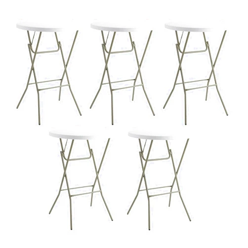 DRGO 5 Pack! 2.63 Foot Bar Height Round Plastic Folding Table, Cocktail Tables Table Portable for Party High Top Bistro Coctail Multi (drd-49)