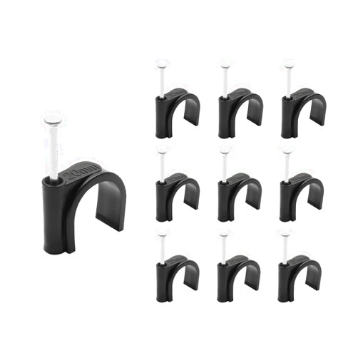 YiiSeeJo 50pcs 3/4 Inch Half Clamp J-Hook with Nail for Pex Tubing Pipe Support, Black