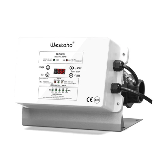 WESTAHO Saltwater Pool System, Westaho Salt Chlorine Generator with USA Titanium Cell for Above Ground Pools Up to 15,000 Gallons, Compatible with Intex Pool, IP 66 Waterproof