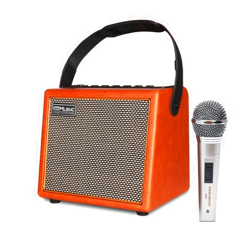 Dellersound Coolmusic Professional Karaoke Machine Guitar Amplifier with 1 Microphone, Portable Bluetooth Speaker with OTG Supports USB, AUX, Rec, TWS, Party, Rechargeable PA System for Adults/Children