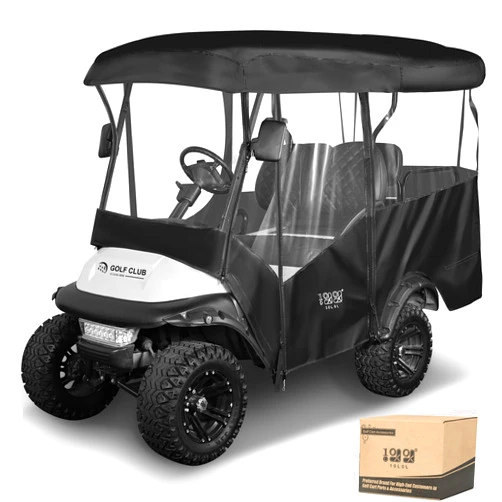 10L0L Universal Golf Cart Enclosure 86.6in 4 Passenger Fit for Yamaha Club Car EZGO TXT RXV, Waterproof Windproof Snowproof Portable Transparent 4 Sided Driving Cover