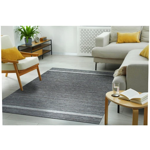 EORC Elegant Gray Hand-Woven Wool Flat Rug | Contemporary Natural Wool Area Rug for Modern Living Spaces