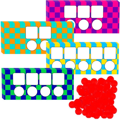 Gethelud Sound Box Phonic Games, 28 PCS Dry Erase Mats & 100 Plastic Chips Phonemic Awareness Letter Sound Early Educational Tool for Preschool Kindergarten Classroom (1 Marker Included)