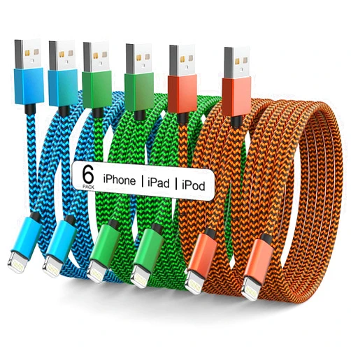 NYOEZU Apple MFi Certified iPhone Charger 6Pack - 3/3/6/6/10/10 FT Lightning Cable Nylon Braided USB to Fast Charging Sync Cord Compatible iPhone 14/13/12/11 Pro Max/XS/XR/X/8/7/6 /iPad