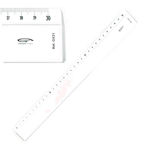 Graphoplex Ruler Bevelled Edge + Embossment - Transparent 30 cm Transparent