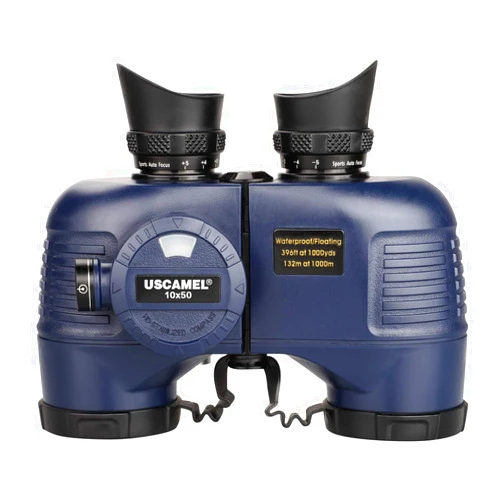 USCAMEL 10x50 Marine Binoculars for Adults, Waterproof Binoculars with Rangefinder Compass，BAK4 Prism FMC Lens Binoculars with Tripod Adapter for Navigation Bird Watching Hunting