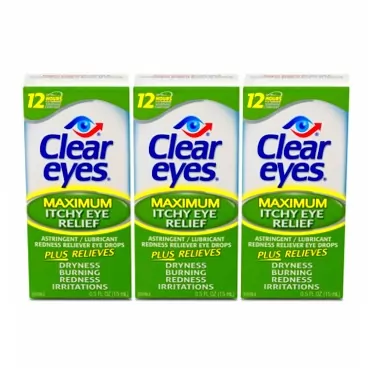 Prestige Consumer Healthcare Clear Eyes Eye Drops, Maximum Itchy Eye Relief, 0.5 Fl Oz (Pack of 3)