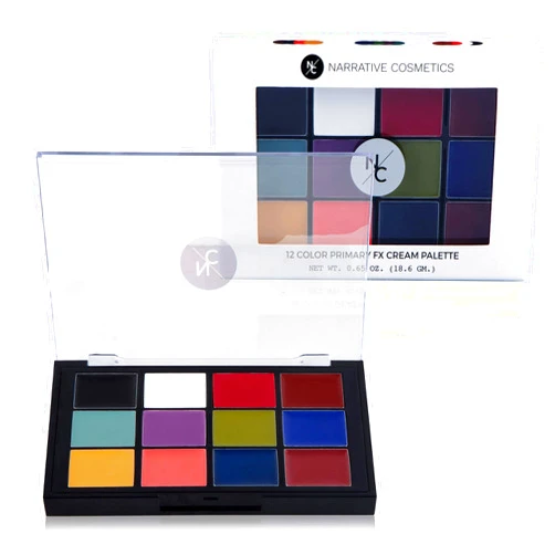 Narrative Cosmetics 12 Color Primary FX Quick Drying Cream Makeup Palette for Special Effects - Waterproof SFX Makeup for Professional Makeup Artists