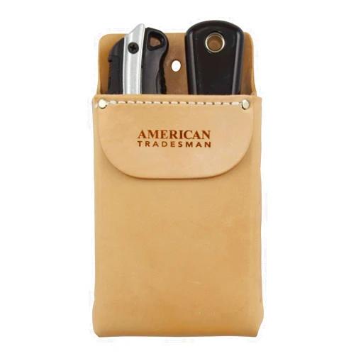 American Tradesman 918F - Leather Box Shaped Tool Pouch w/Flap