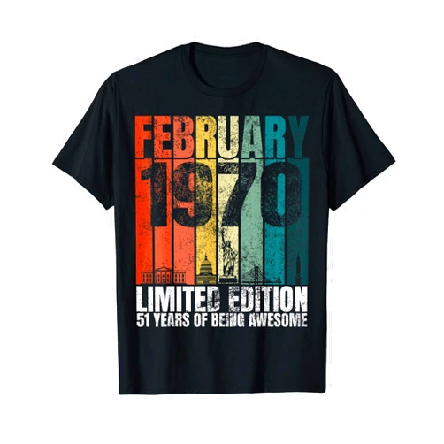 Fifty one Year Old Gifts 51st Birthday Apparel Vintage February 1970 Bday Gifts 51 Years Old 51st Birthday T-Shirt