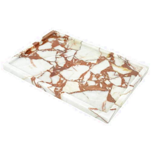 Corinth 100% Natural Marble Serving Tray Luxury Calaccata Viola Marble Storage Tray for Home Decor Stone Tray for Bathroom/Kitchen/Vanity/Dresser,Plate Holder for Tissues, Candles, Towel