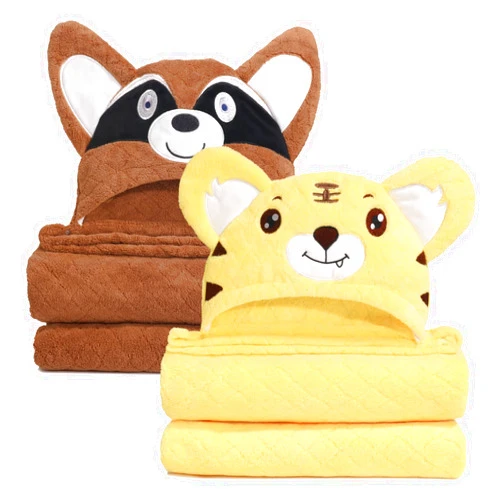 WODHOY Kids Hooded Towels for Boys, 2 PCS Kid Bath Towel with Animal Hooded for 0-5 Years,Super Soft Premium Coral Fleece Luxuriously Thick and Plush with Large Size 50