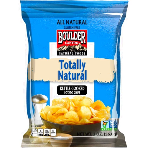 GONDMAX Boulder Canyon Totally Natural Kettle Cooked Potato Chips - 2 oz. bag, 8 per case