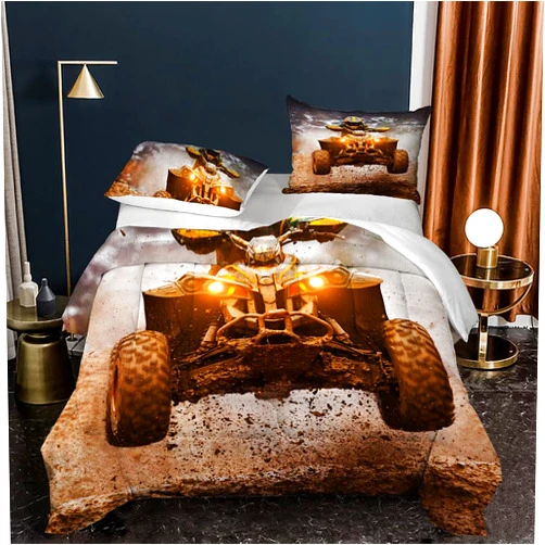 Motorax Quad Dirt Bike Comforter Sets Full Size Racing Motocross Sports Extreme Theme Bedding Sets for Boys, 1 Comforter + 2 Pillowcases