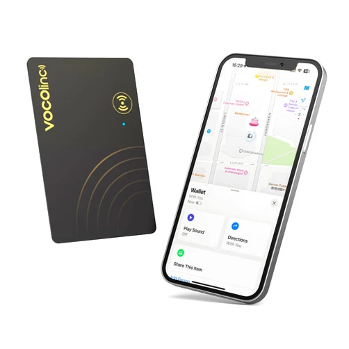 VOCOlinc Air Tag Card Rechargeable Wallet Tracker Ultra-Thin 1.6mm, Smart Item Finder Work with Apple Find My APP (iOS Only, Android not Supported), Bluetooth Locator for Luggage Suitcase/Bag/Backpack