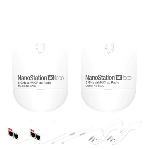 GOOD STORY Wireless Bridge Ubiquiti LOCO5AC PRE-CONFIGURED, Bundle of 2 Ubiquiti Nanostation LOCO 5AC, Point to Point Outdoor WiFi Bridge, Plugh and Play, 5GHz, 450+Mbps, 10+km Link Range, Network Bridge
