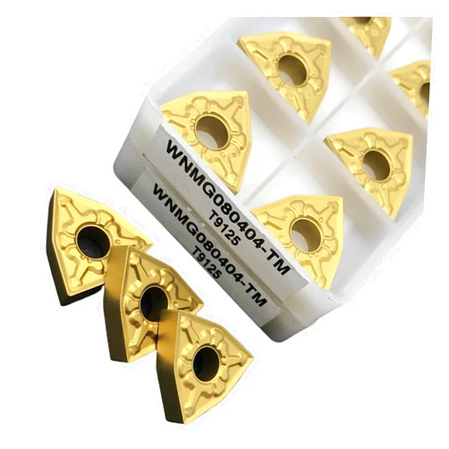 HLYTFV Turning Tool,Indexable External Carbide Turning 10PCS WNMG080404-TM T9125 WNMG080408-TM T9125 Hard Alloy External Turning Tool Lathe Tools Steel Processing Cutting Turning Blade(WNMG080404-TM T9125)