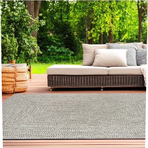 nuLOOM 8' x 10' Solid Hand Braided Indoor/Outdoor Area Rug, Pet-Friendly, High Traffic, Weather Resistant, for Patio, Balcony, Bedroom, Living Room, Dining Room, Wynn Salt And Pepper