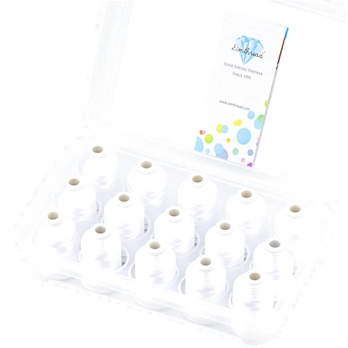 Simthread Machine Embroidery Thread 1000M White 001, with Storage Box Polyester 15 Spools Set for Embroidery Quilting Machine