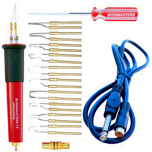 BURNMASTER Pen, 10-Tips, Patch Cord, and Adapter by MASTERCARVER. Fits, Burnmaster, Detail Master, Colwood, PJL (Optima), Nibs and Razertip.