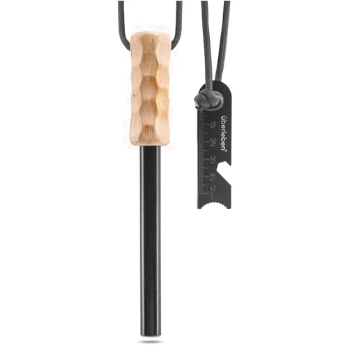 überleben Ferro Rod Fire Starter for Survival w/Fire Striker (Up to 20,000 Strikes) - Compact Fire Steel for Hiking, Emergency Kit - Waterproof Flint and Steel - Camping Ferrocerium Rod with Striker