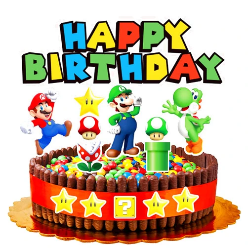 Zhongshun 14PCS Mario Cake Topper for Mario Birthday Party Supplies，Mario Cupcake Decorations For Super Mario Theme Party Supplies Decor