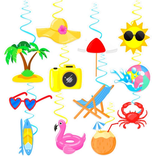 JSDJ Summer Hanging Swirls Pool Party Decorations Hawaiian Themed Party Ceiling Decorations, Beach、Home、School Classroom for Summer Decor Fun
