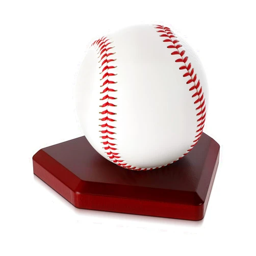 Thyle 1 Pack Baseball Stand Holders, Wooden Ball Holder Display Home Plate Shape Baseball Display Stand Decor Autographed Ball & Memorabilia Decorative Rack Holder Tables Ideal Gifts (Walnut)