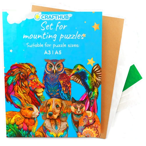 CRAFTHUB Puzzle Saver, Wooden Jigsaw Puzzles Mounting Kit for Wall Art, Includes Adhesive Sheets to Stick Together Puzzle Pieces, Table Sticker Set, and Cardboard Flipper