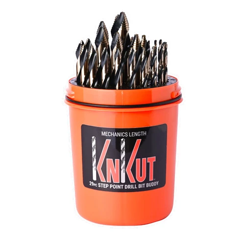 KnKut 29 Piece Drill Buddy Mechanics Length Step Point Drill Bit Set 1/16