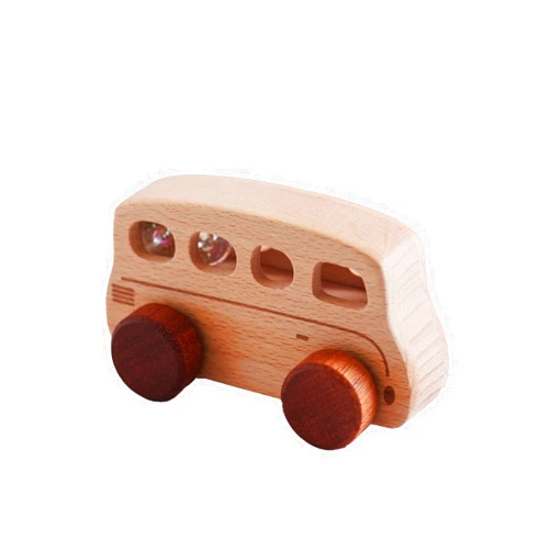GOODMOM Wooden Cars for Toddlers 1-3 Years Old, Montessori Toys for Babies 0-6-12 Months, Toy Trucks for Boys, Nursery Decoration, Wooden Rattle Baby Toys for Kids 1+ Years Old, Wooden Cars for Girls