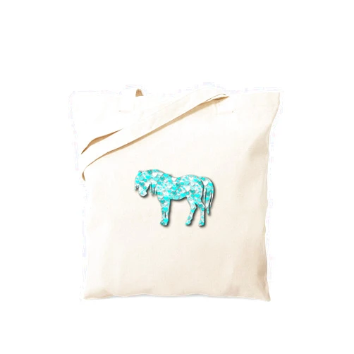 CafePress Hearthorse Aqua Tote Bag Reusable Natural Beige Canvas Shopping Bag