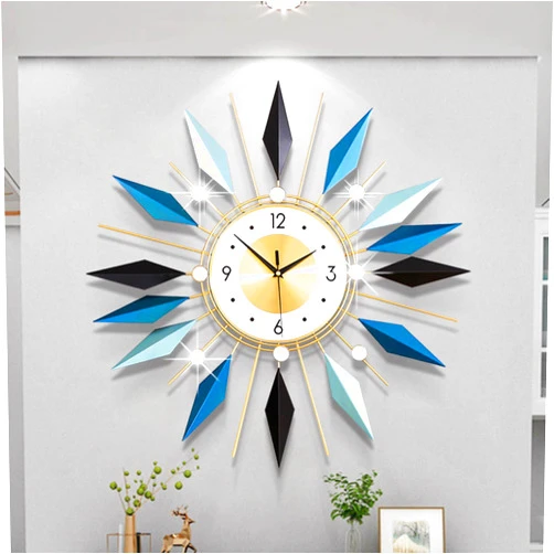 FMTAD Large Metal Decorative Wall Clocks Silent Non-Ticking,3D Modern Art Clock Home Decorative Big Wall Clocks for Living Room Bedroom Dining Room Decor,Dia 23.6 inch