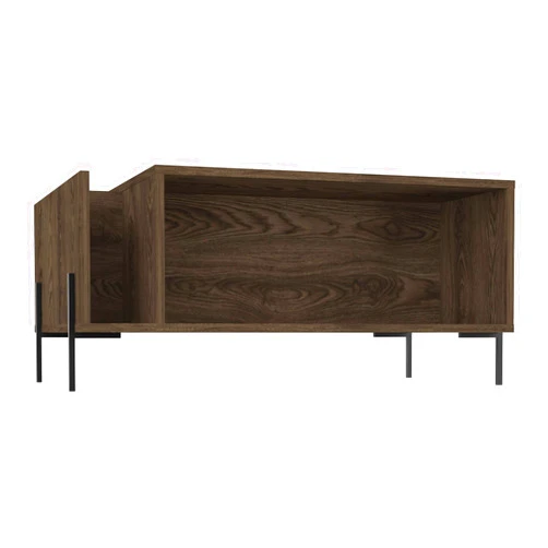 RST Brands Page Composite Wood Indoor Modern, with 4 Storage Compartments, Roomy Surface, Asymmetrical Design, for Living Room Coffee Table, Brown