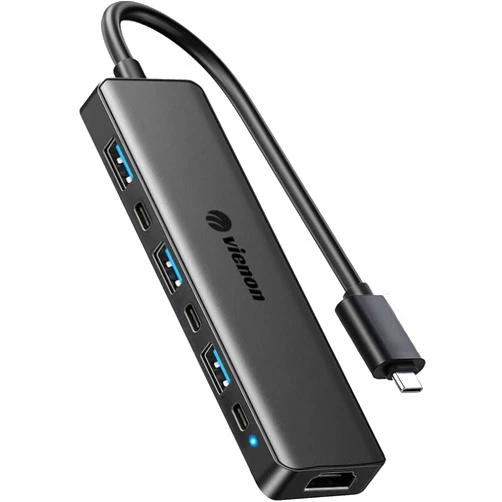 Vienon USB C Hub, 7 in 1 USB C to HDMI Adapter with HDMI 4K, PD 87W, USB 3.0, USB 2.0, Laptop Docking Station for iPhone 15, MacBook Air/Pro/Mac/Dell/Acer/HP/ASUS/Steam Deck/Rog Ally
