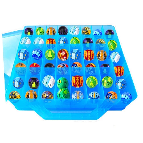 HOME4 Double Sided No BPA Toy Storage Container - Compatible with Mini Toys, Small Dolls Bakugan, Tools - Toy Organizer Carrying Case - 48 Compartments (Blue)